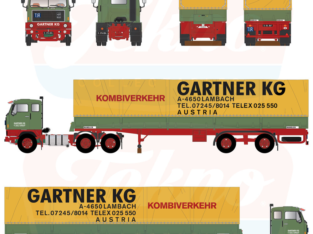 Tekno Tekno Volvo F89 6x4 with 2-axle classic tautliner GARTNER KG