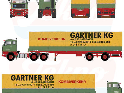 Tekno Tekno Volvo F89 6x4 met 2-assige klassieke tautliner GARTNER KG