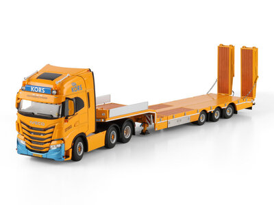 WSI WSI Iveco S-way as high 6x2 with 3-axle semi lowloader with ramps KORS HOOGWERKSYSTEMEN