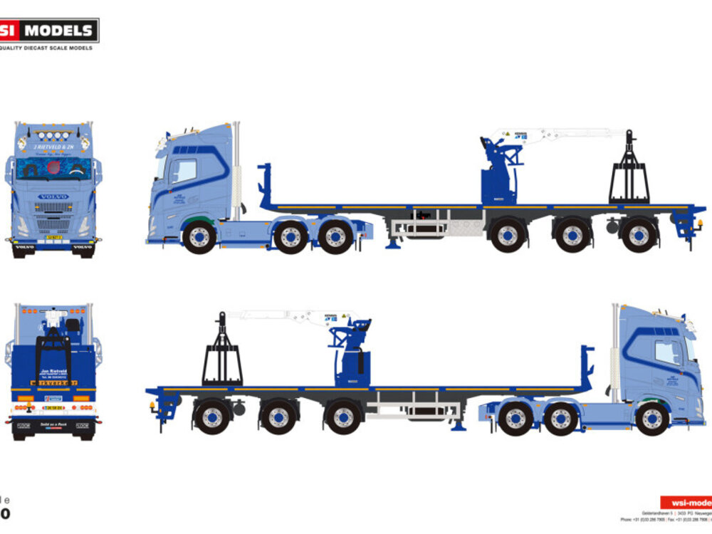 WSI WSI Volvo FH Aero Globetrotter 6x2 with 3-axle brick trailer JAN RIETVELD