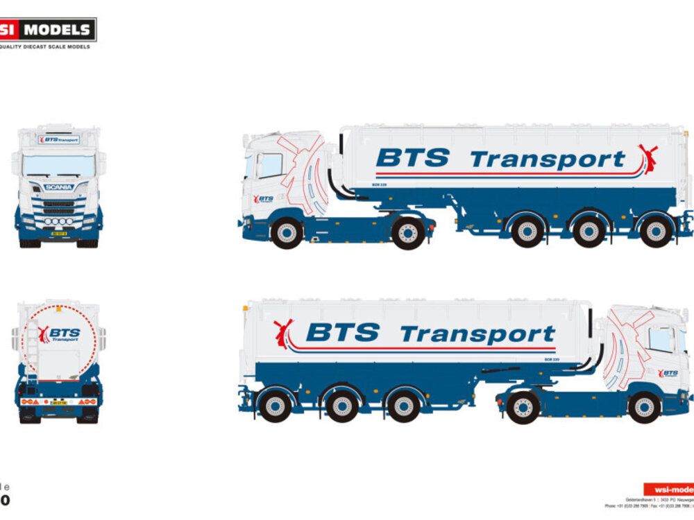 WSI WSI Scania S Normal 4x2 with 3-axle animalfeed bulk trailer BTS TRANSPORT