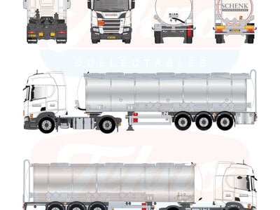 Tekno Tekno Scania NGR 4x2 truck  with 3-axle classic tanktrailer SCHENK