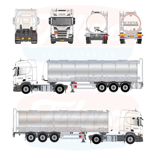 Tekno Tekno Scania NGR 4x2 trekker met 3-assige tankoplegger SCHENK
