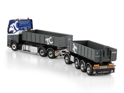 WSI WSI Scania R Highline 6x2 riged truck with hooklift system with 4-axle hooklift container trailer + 15m3 container TC-TRADING