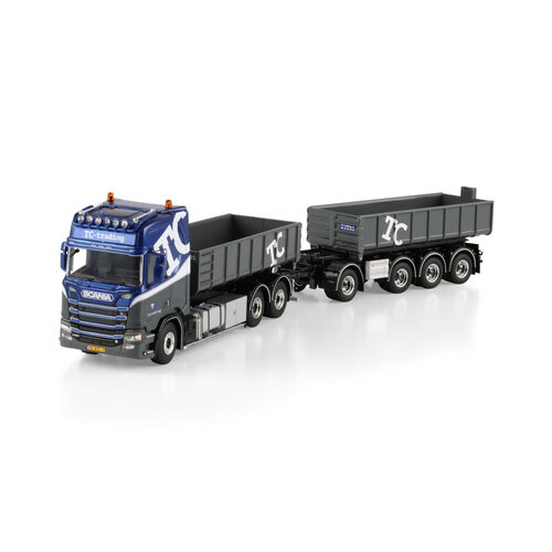 WSI WSI Scania R Highline 6x2 riged truck with hooklift system with 4-axle hooklift container trailer + 15m3 container TC-TRADING