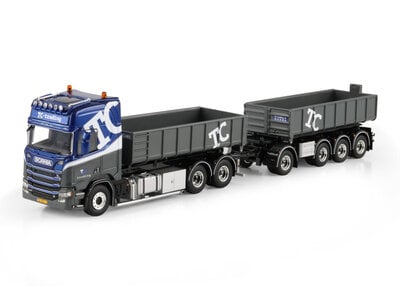 WSI WSI Scania R Highline 6x2 riged truck with hooklift system with 4-axle hooklift container trailer + 15m3 container TC-TRADING