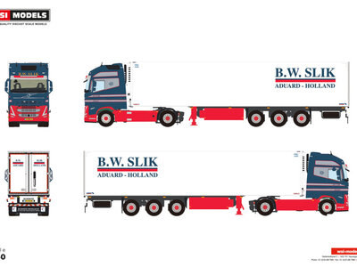 WSI WSI Volvo FH5 Globetrotter XL 4x2 met 3-assige koeloplegger B.W. SLIK ADUARD