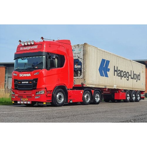 WSI WSI Scania R Highline 6x2 with 3-axle flex container trailer + 40ft reefer container thermoking KRAAIJEVELD