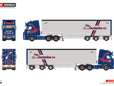 WSI WSI Volvo FH Aero Globetrotter XXL 6x2 met 3-assige schuifzeilen oplegger SIEP AMSTERDAM