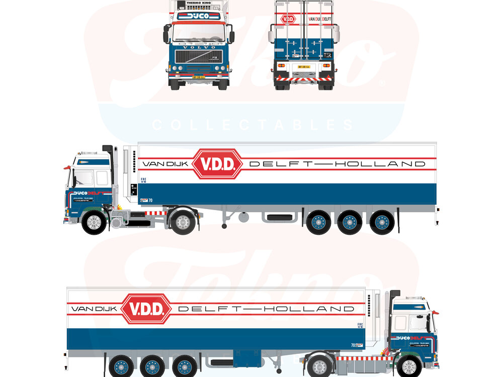 Tekno Tekno Volvo F12 with 3-axle classic reefer trailer DIJCO