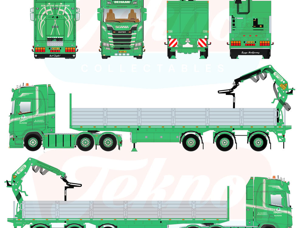 Tekno Tekno Scania NGS Highline 6x4 trekker met 3-assige steenoplegger G.L. DE HAAN