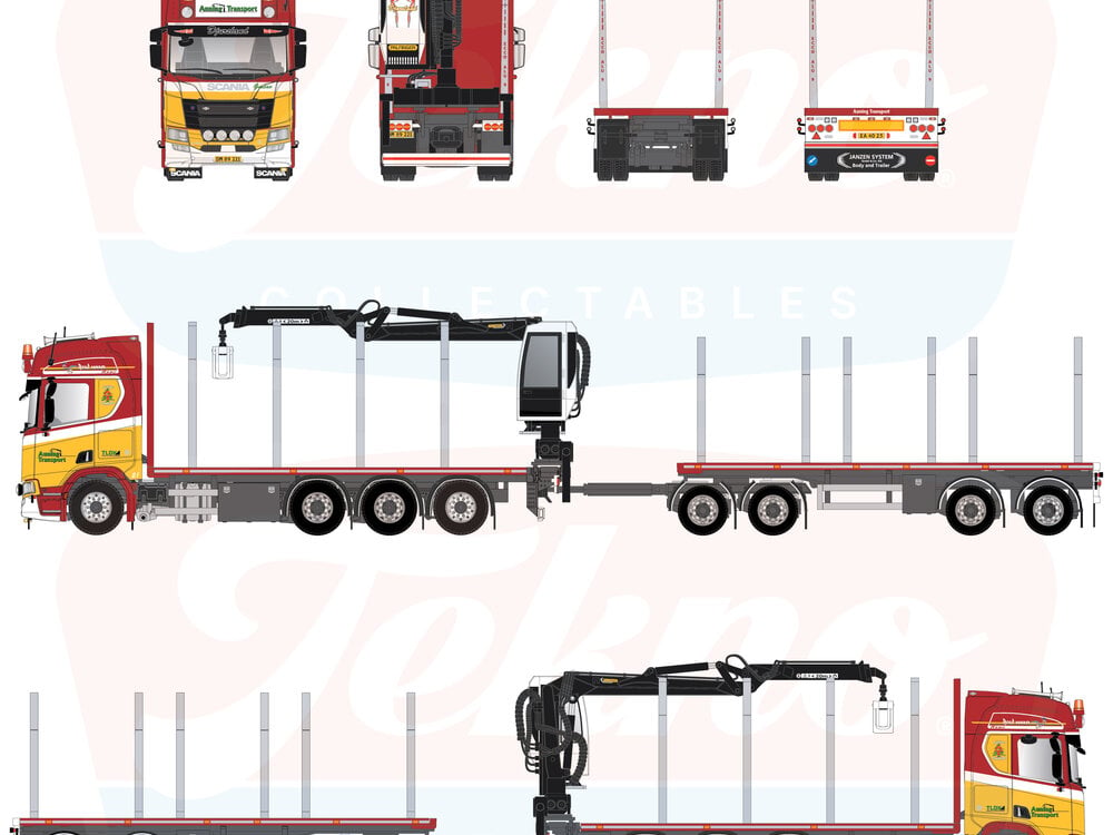 Tekno Tekno Scania NGR Highline 8x4 houttransport combinatie AUNING