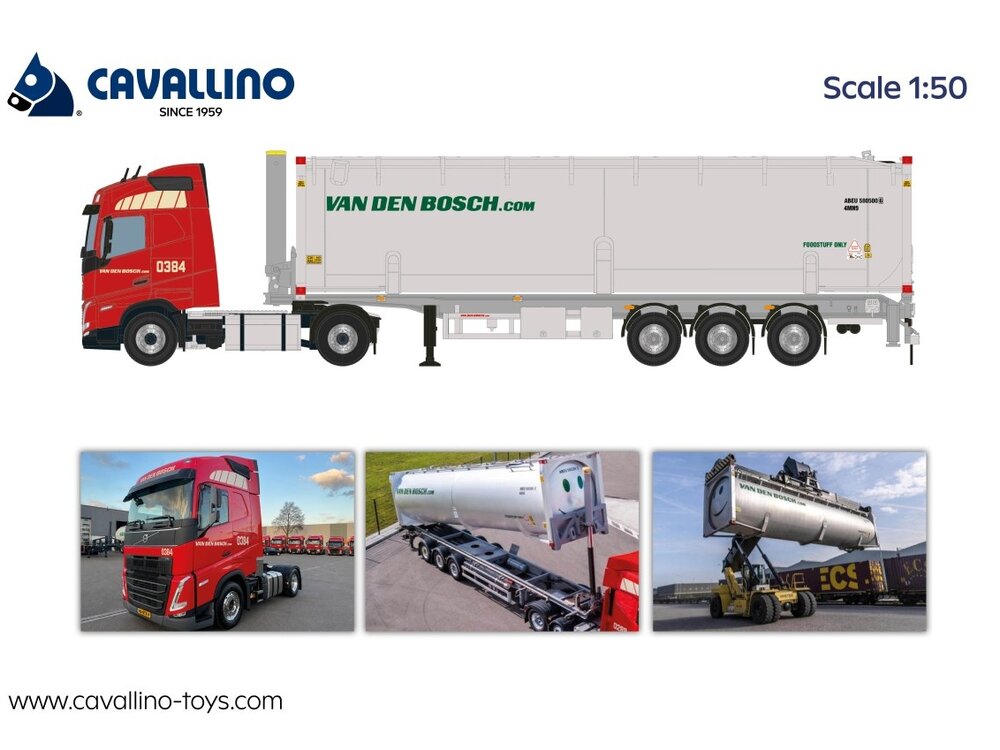 Cavallino Cavallino Volvo FH5 Globetrotter with 3-axle bulkcontainer trailer VAN DEN BOSCH