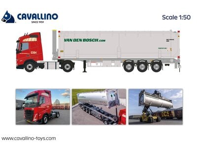 Cavallino Cavallino Volvo FH5 Globetrotter met 3-as bulkcontainer trailer VAN DEN BOSCH