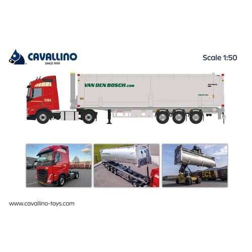 Cavallino Cavallino Volvo FH5 Globetrotter met 3-as bulkcontainer trailer VAN DEN BOSCH