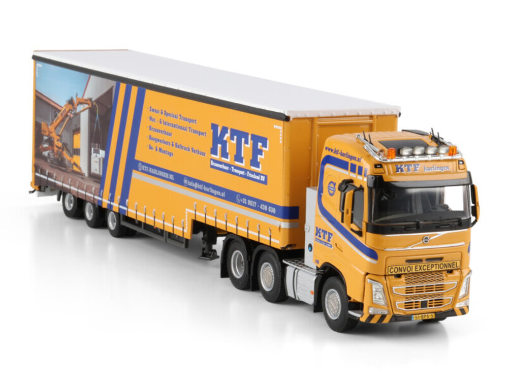 WSI WSI Volvo FH4 Globetrotter 6x2 with 3-axle semi curtainside trailer KTF HARLINGEN