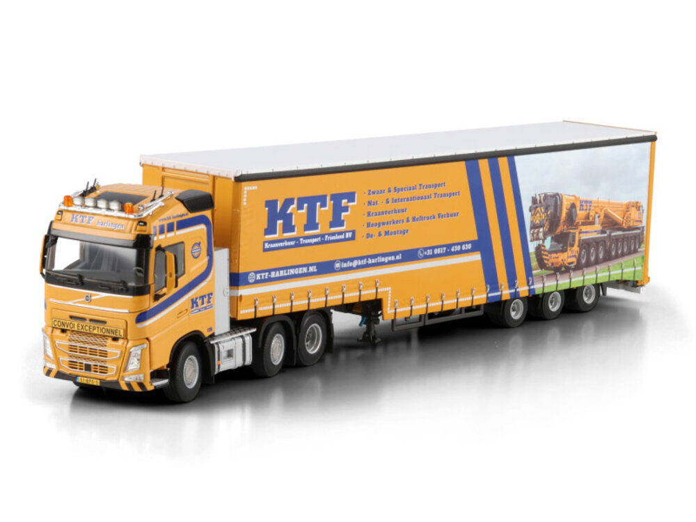 WSI WSI Volvo FH4 Globetrotter 6x2 with 3-axle semi curtainside trailer KTF HARLINGEN