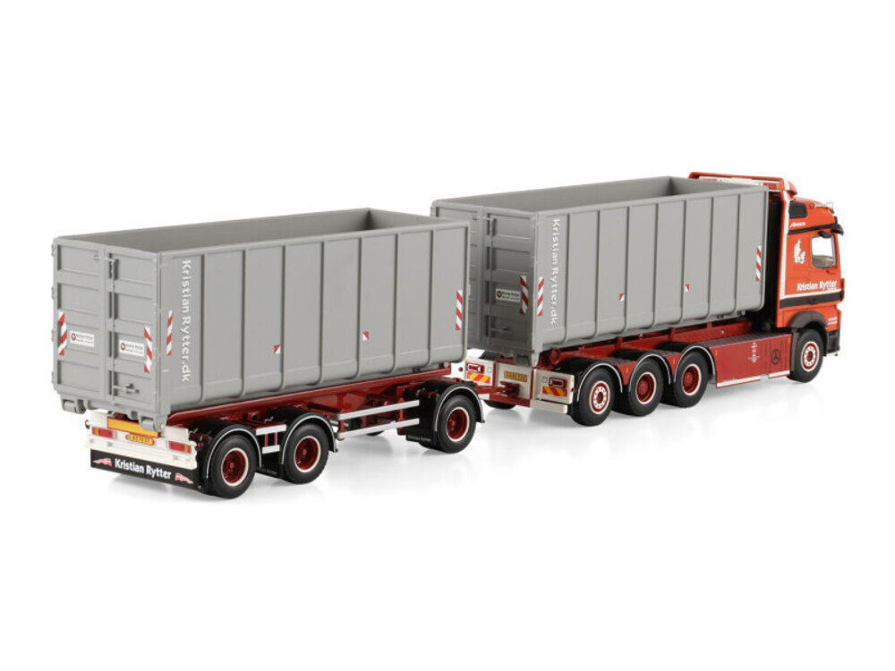 WSI WSI Mercedes-Benz Arocs MP4 Stream Space 8x4  with 7-axle riged truck with drawbar hooklift system + 2x 40m3 container KRISTIAN RYTTER