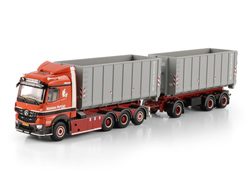 WSI WSI Mercedes-Benz Arocs MP4 Stream Space 8x4  with 7-axle riged truck with drawbar hooklift system + 2x 40m3 container KRISTIAN RYTTER