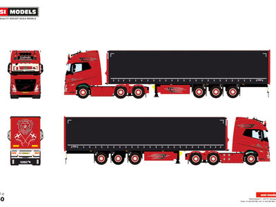 WSI WSI Volvo FH Aero Globetrotter XXL 6x2 with 3-axle curtainside trailer  LYNBUDET