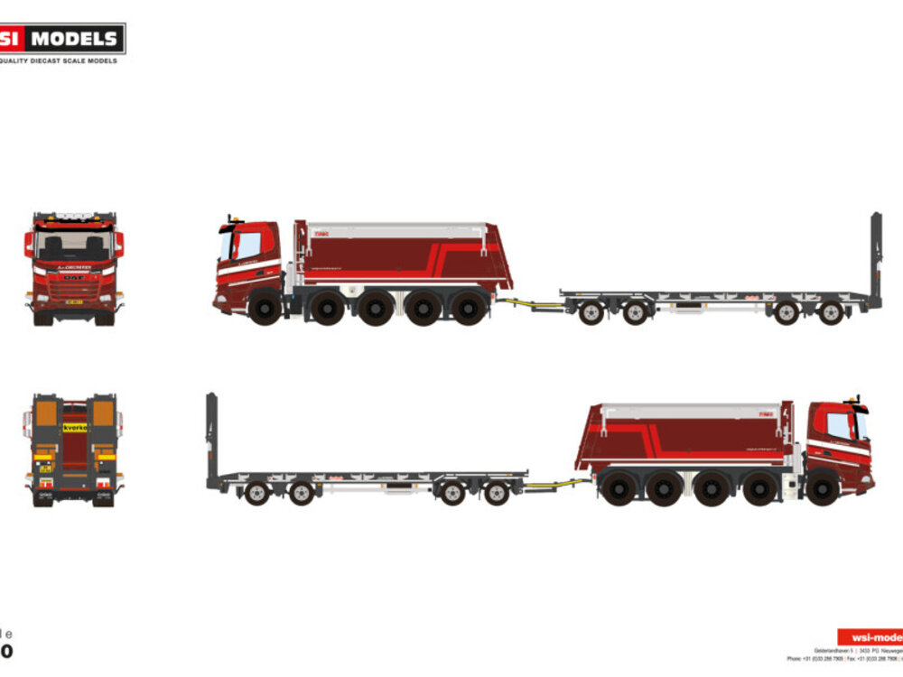 WSI WSI DAF XF DL tipper truck  10x4 with 4-axle lowloader A. VAN GRUNSVEN