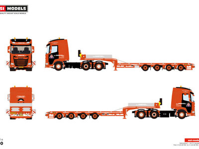 WSI WSI DAF XF + sky lights 6x4 with 4-axle lowloader VAN GRINSVEN