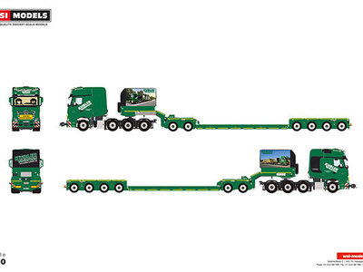 WSI WSI Mercedes-Benz Actros MP5 SLT Gigaspace 8x4  with 4 axle lowloader + 2-axle Dolly KÜBLER