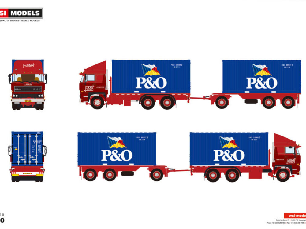 WSI WSI DAF 3600 6x2 rigid container frame truck drawbar trailer - 6-axle + 2 x 20ft. container VD KAA