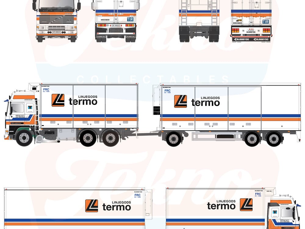 Tekno Tekno Volvo F12 Globetrotter rigid truck with 3-axle trailer LINJEGODS