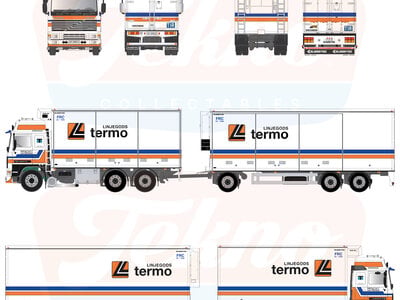 Tekno Tekno Volvo F12 Globetrotter rigid truck with 3-axle trailer LINJEGODS