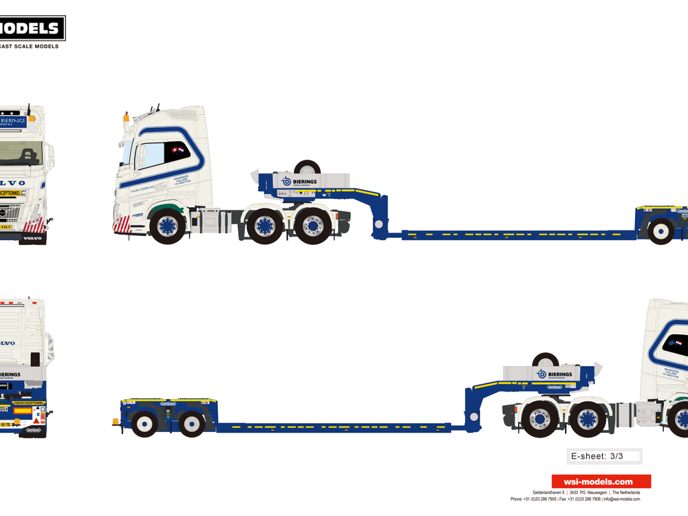 WSI WSI "EXCLUSIEF" Volvo FH Aero Glob. XL 6x2 + 2-axle Euro PX lowloader TWAN BIERINGS