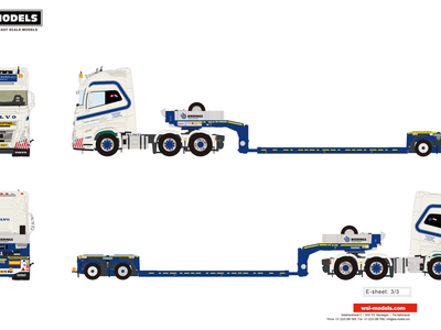 WSI WSI "EXCLUSIEF" Volvo FH Aero Glob. XL 6x2 + 2-axle Euro PX lowloader TWAN BIERINGS