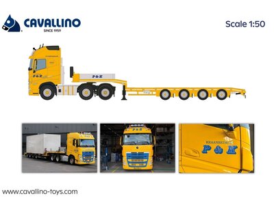 Cavallino Cavallino Volvo FH5 Globetrotter 6x2 met 4-as semi dieplader P&K KRAANVERHUUR