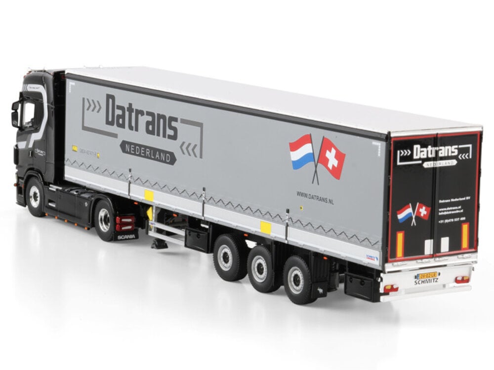 WSI WSI Scania S Highline 4x2 met 3-as schuifzeilen oplegger DATRANS "GIJS BOSS"
