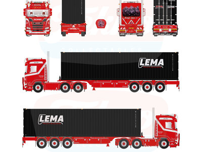 Tekno Tekno Scania NGR 6x2 met 3-as container oplegger + 40ft. container WEEDA "GANGSTERS PARADISE"