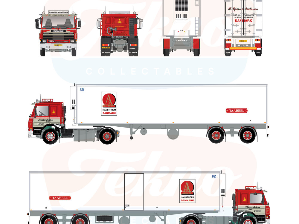 Tekno Tekno Scania 2-serie P 4x2 with 2-axle classic reefer trailer BJARNE ANDERSEN