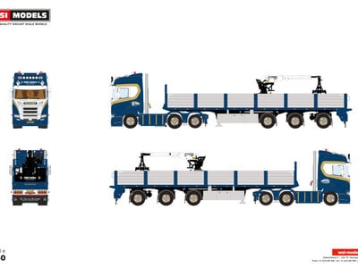 WSI WSI Scania R Highline 6x2 met 3-as stenen oplegger HENRI BAUMAN