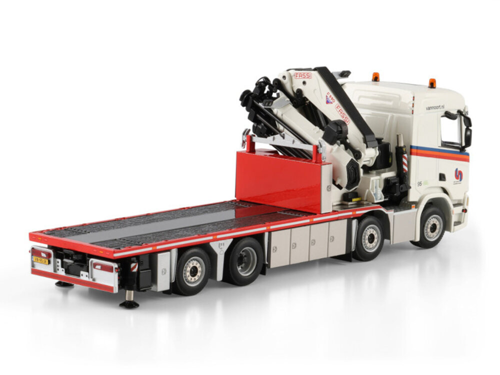 WSI WSI Scania R Normal 8x2 riged flatbed with fassi 1100 + jib VAN NOORT TRANSPORTEN