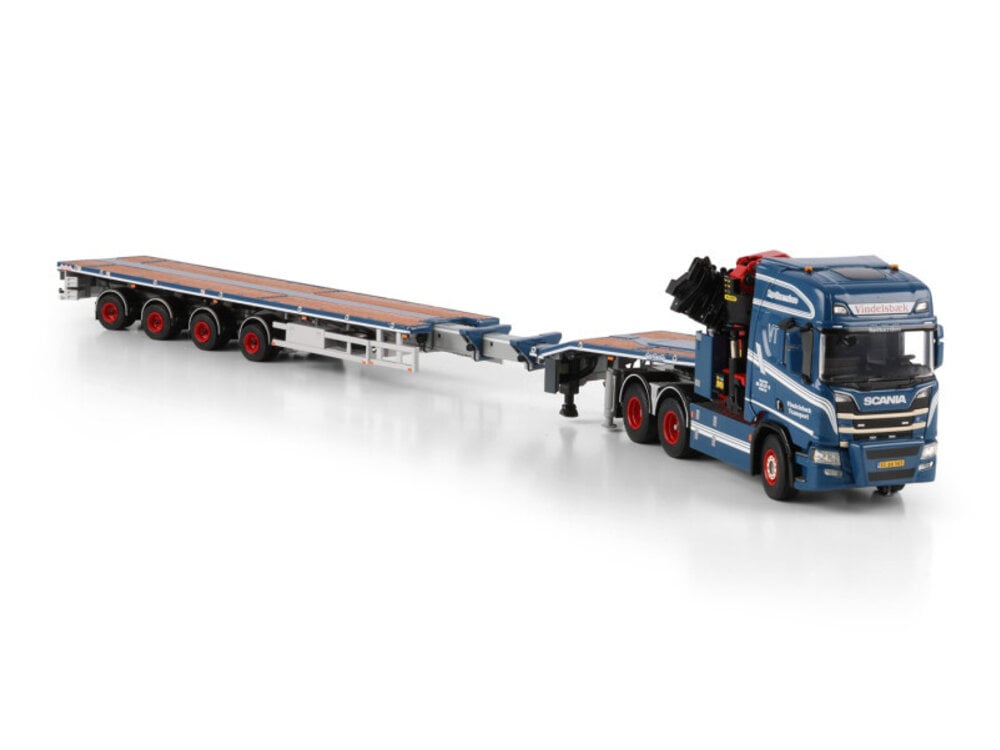 WSI WSI Scania R Highline 6x2 with 4-axle telestep flatbed trailer + palfinger PK 65002 SH VINDELSBAEK