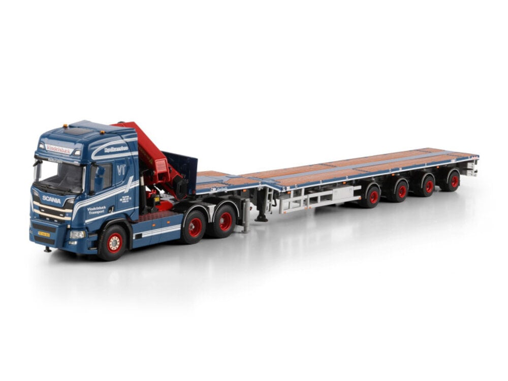 WSI WSI Scania R Highline 6x2 with 4-axle telestep flatbed trailer + palfinger PK 65002 SH VINDELSBAEK