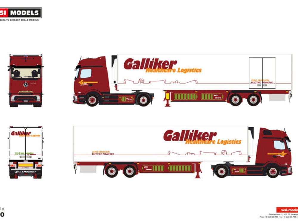 WSI WSI Mercedes EActrtos 600 - Procabin big met 2-as koeloplegger GALLIKER
