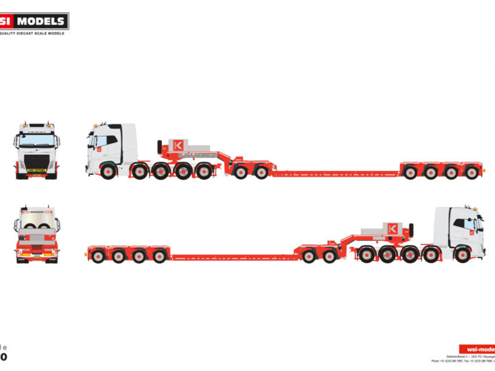 WSI WSI Volvo FH4 Glob. 10x4 with 6-ale lowloader + 2-axle dolly KOOLE BV