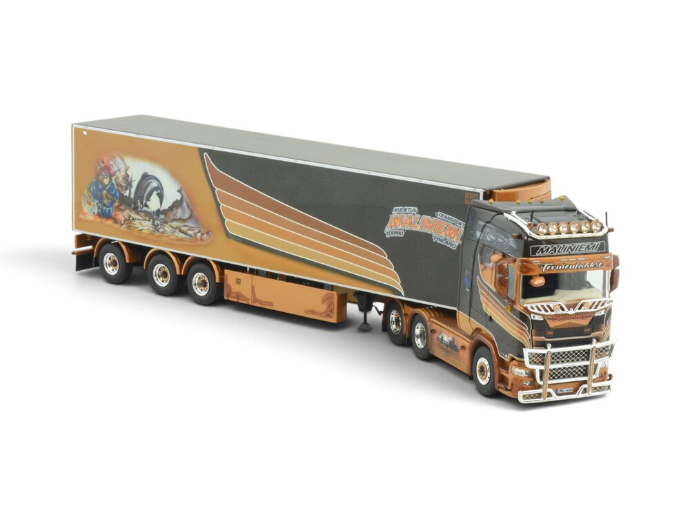 Tekno Tekno Scania Next Gen S-serie Highline with 3-axle reefer trailer MALINIEMI