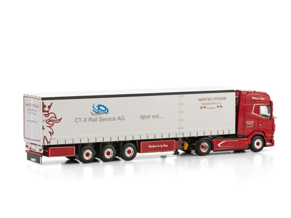 WSI WSI DAF XG 4x2 met 3-assige schuifzeilen oplegger STEINER