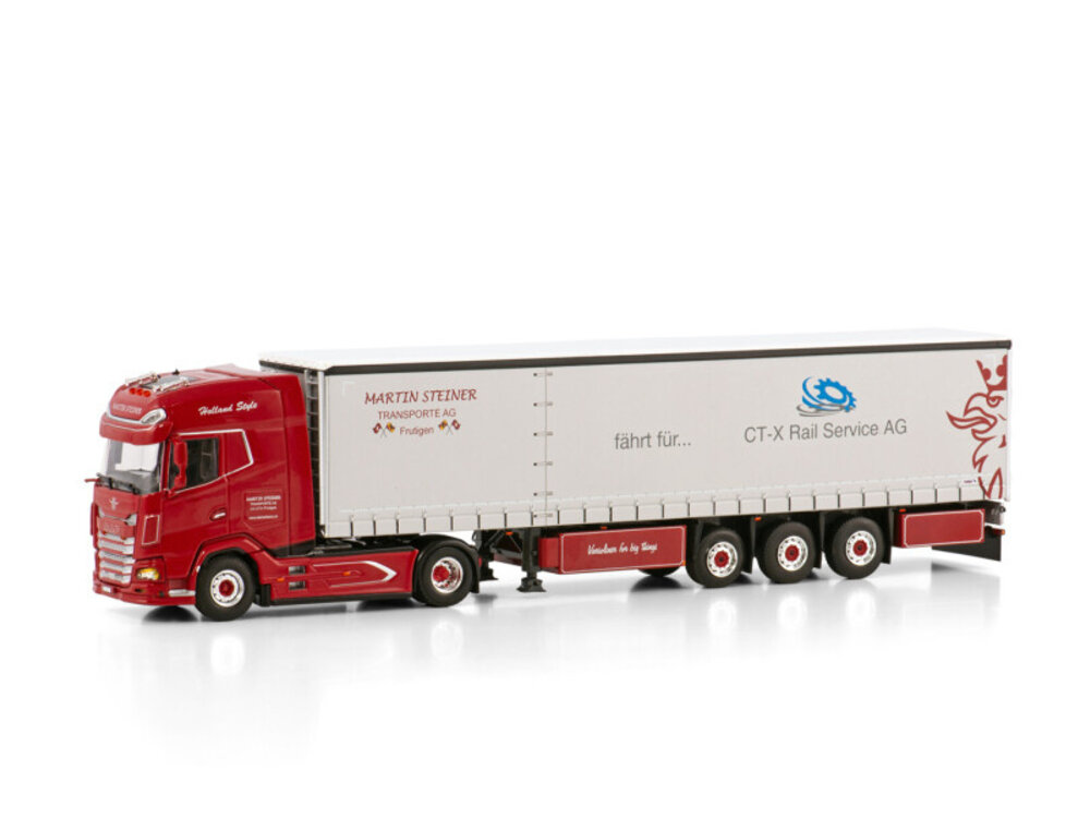 WSI WSI DAF XG 4x2 met 3-assige schuifzeilen oplegger STEINER