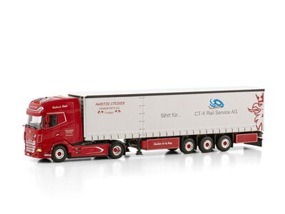 WSI WSI DAF XG 4x2 met 3-assige schuifzeilen oplegger STEINER