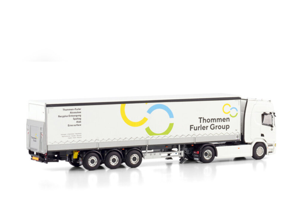 WSI WSI Scania R Highline 4x2 met 3-as schuifzeilen oplegger THOMMEN & FURLER