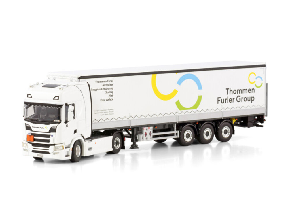 WSI WSI Scania R Highline 4x2 met 3-as schuifzeilen oplegger THOMMEN & FURLER