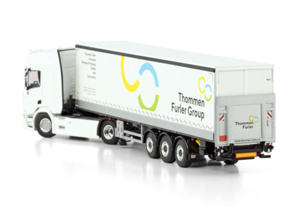 WSI WSI Scania R Highline 4x2 met 3-as schuifzeilen oplegger THOMMEN & FURLER