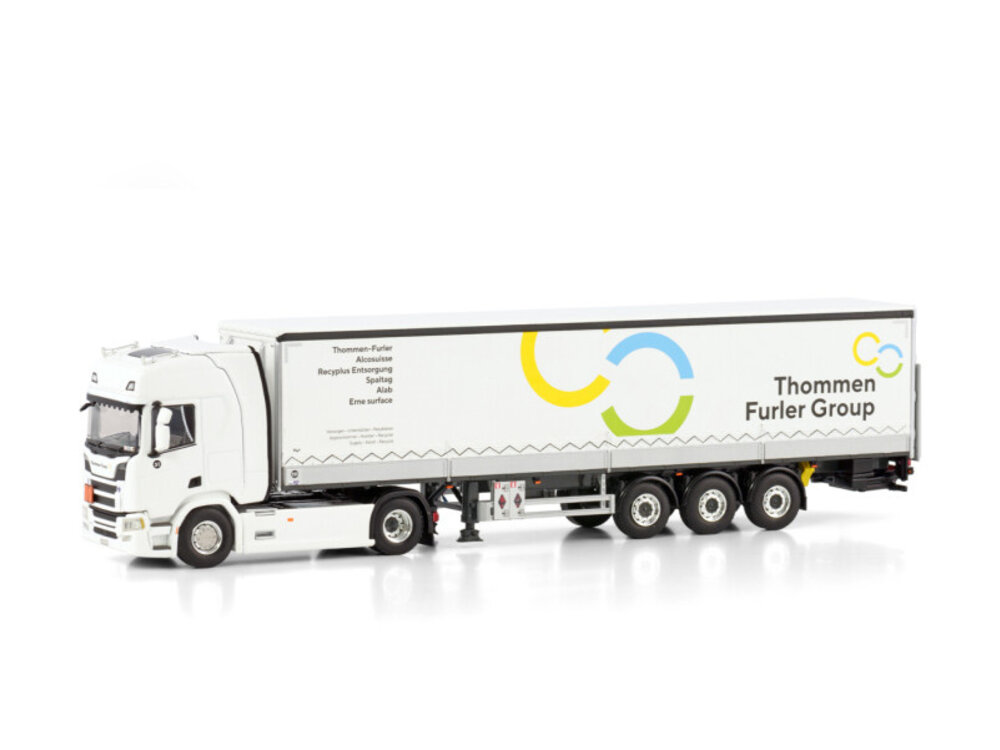 WSI WSI Scania R Highline 4x2 met 3-as schuifzeilen oplegger THOMMEN & FURLER